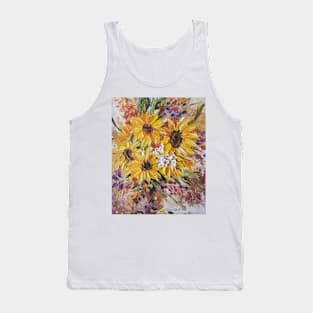 Sun Flower Love, Sun Flowers, Abstract Flowers, Yellow Flowers, Sun Flower Painting, Floral Decor, Yellow Flowers Decor Tank Top